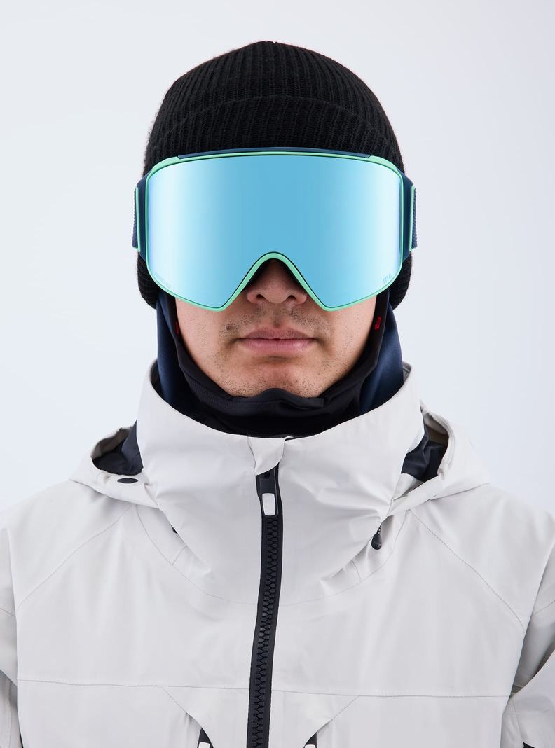 Lunette Ski Burton Anon M4 Low Bridge Fit Goggles (Cylindrical) + Bonus Lens + MFI® Face Mask Femme Bleu Marine Bleu Rose | 246970-ZSM