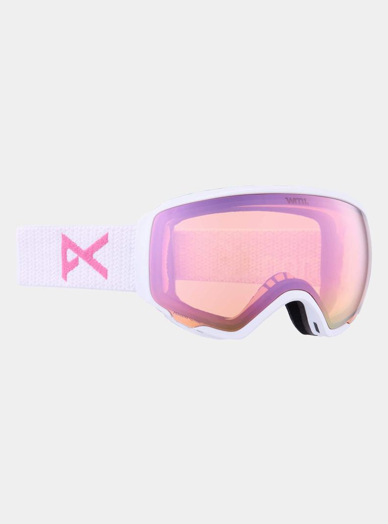 Lunette Ski Burton Anon WM1 Goggles + Bonus Lens + MFI® Face Mask Femme Blanche Rose Bleu | 543279-PWE