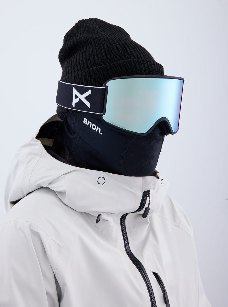 Lunette Ski Burton Anon WM3 Low Bridge Fit Goggles + Bonus Lens + MFI® Face Mask Femme Noir Bleu Rose | 205198-TCN
