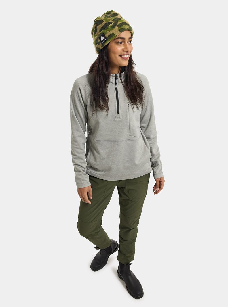 Polaire Burton Multipath Grid Quarter-Zip Femme Grise | 745681-JTQ