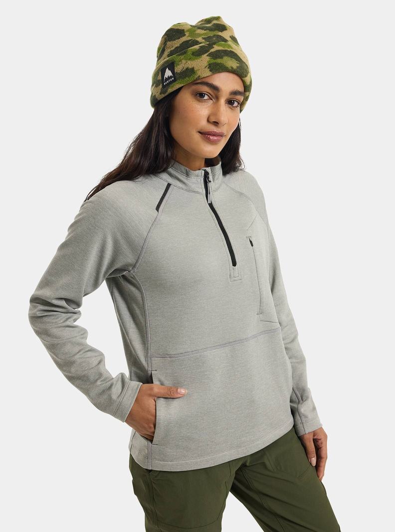 Polaire Burton Multipath Grid Quarter-Zip Femme Grise | 745681-JTQ