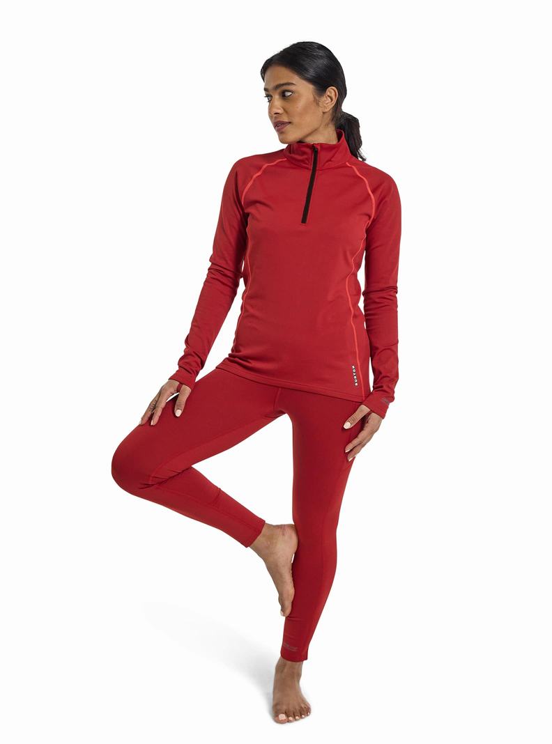 Sous-couches Burton Heavyweight X Base Layer Quarter-Zip Femme Rouge | 045369-WCX