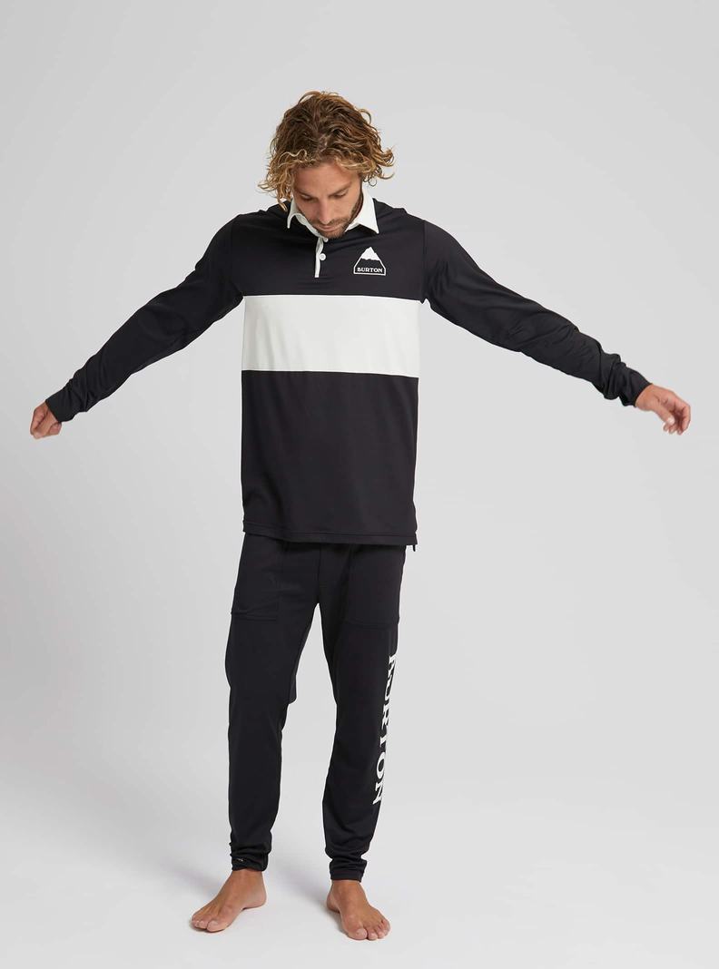 Sous-couches Burton Midweight Base Layer Rugby Shirt Homme Noir Blanche | 450179-WCM