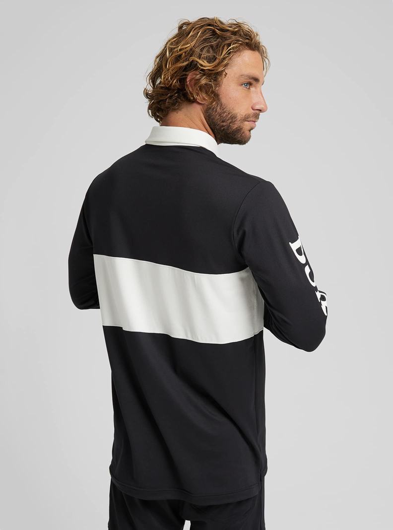 Sous-couches Burton Midweight Base Layer Rugby Shirt Homme Noir Blanche | 450179-WCM