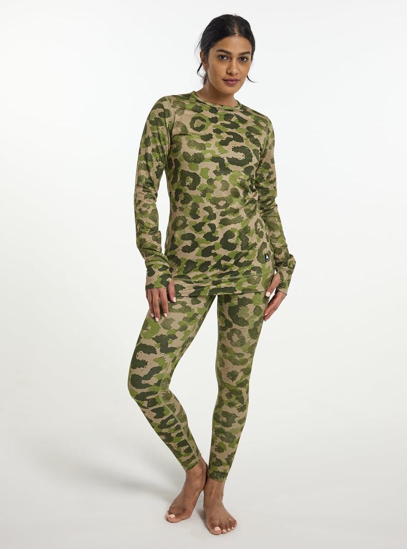 Sous-couches Burton Midweight Base Layer Crewneck Femme Kaki Vert | 502897-YIQ