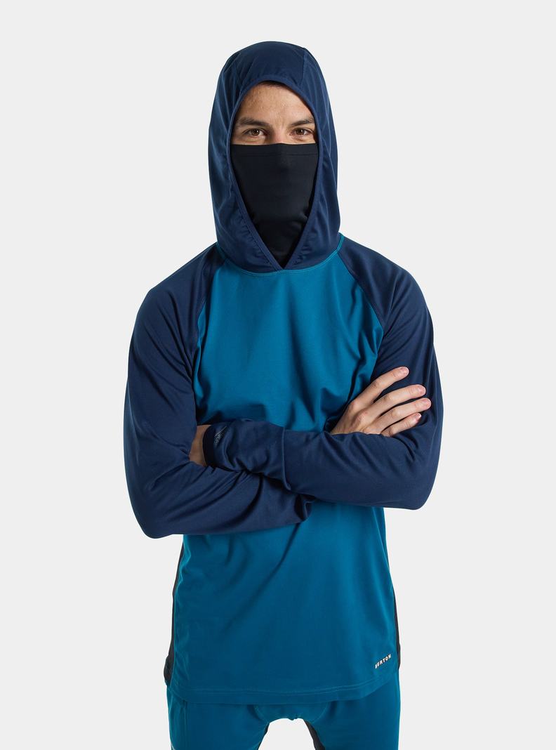 Sous-couches Burton Midweight X Base Layer Long Neck Hoodie Homme Bleu | 234791-OGV