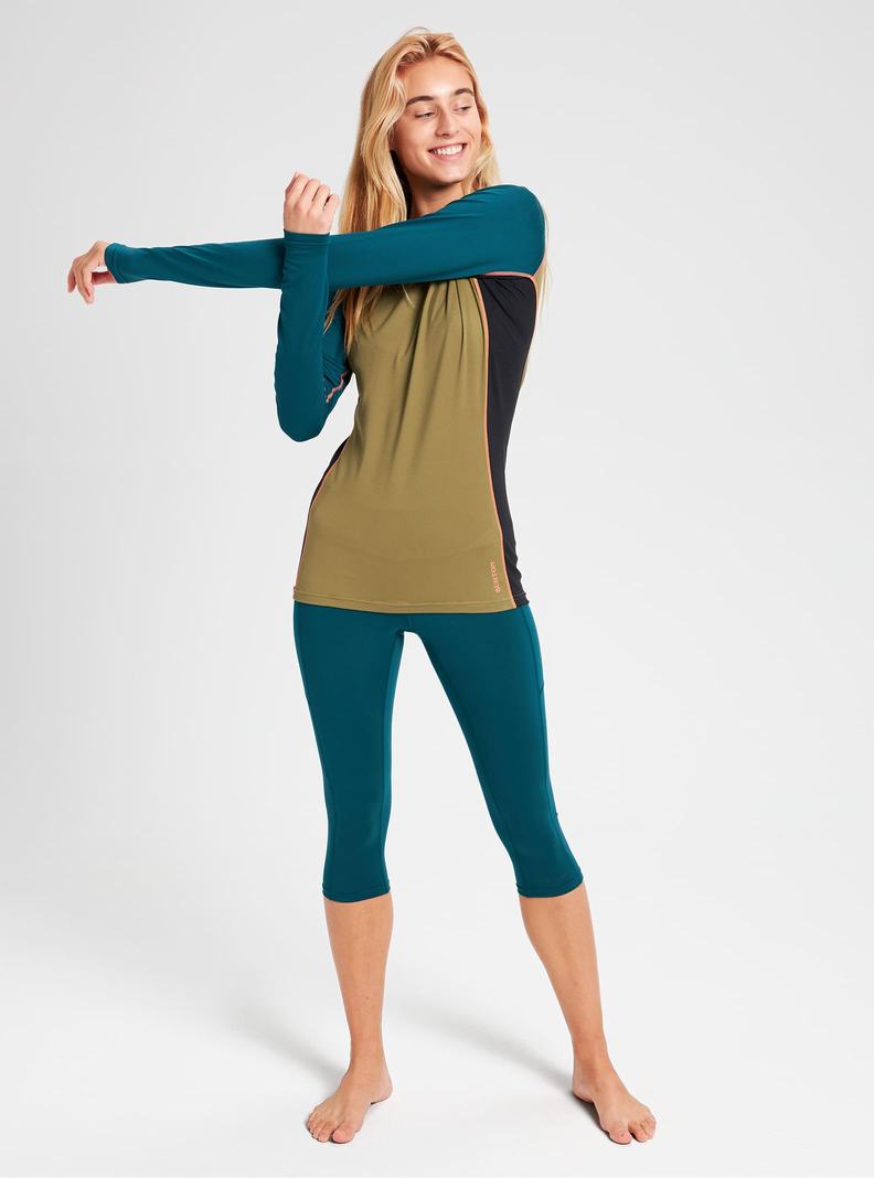 Sous-couches Burton Midweight X Base Layer Crew Femme Bleu Vert Olive | 860139-WCG