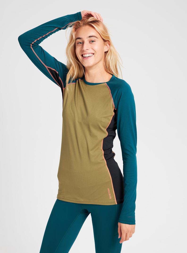 Sous-couches Burton Midweight X Base Layer Crew Femme Bleu Vert Olive | 860139-WCG