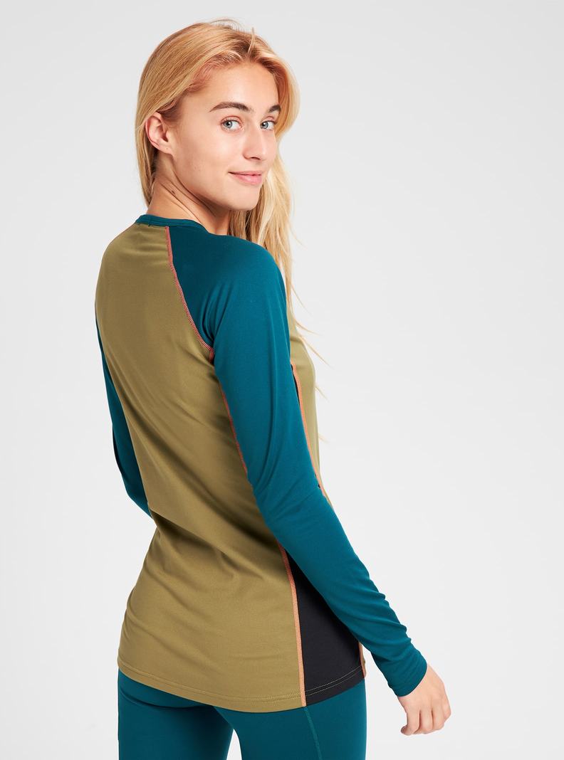 Sous-couches Burton Midweight X Base Layer Crew Femme Bleu Vert Olive | 860139-WCG