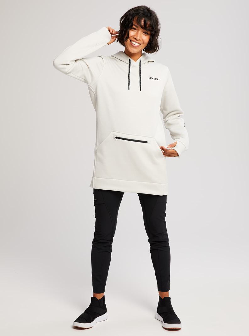 Sweat à capuche Burton Oak Long Pullover Femme Blanche | 809274-XNH