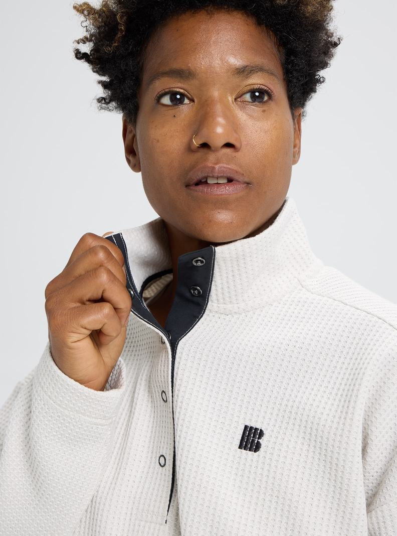Sweats Burton Amora Waffle Mock Neck Pull Femme Argent | 361842-JGW