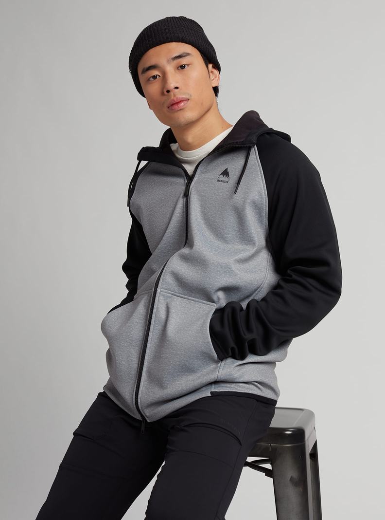 Sweats Burton Crown Weatherproof Full-Zip Fleece Homme Grise Noir | 079861-LZY