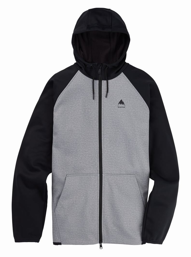Sweats Burton Crown Weatherproof Full-Zip Fleece Homme Grise Noir | 079861-LZY