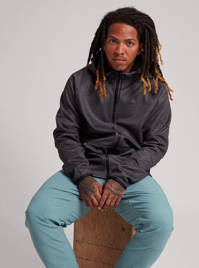 Sweats Burton Crown Weatherproof Full-Zip Fleece Homme Noir | 193257-BZN