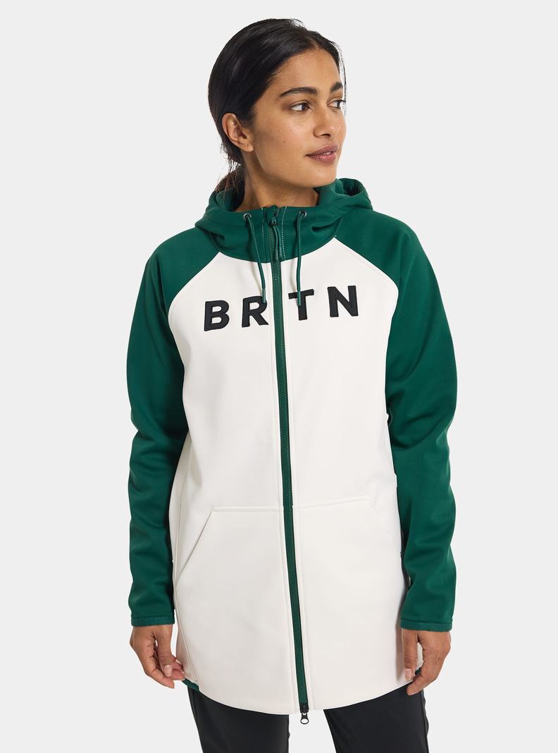 Sweats Burton Crown Weatherproof Long Full-Zip Fleece Femme Marron Blanche | 809456-TCX