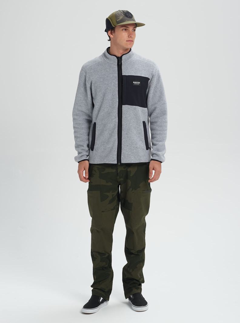 Sweats Burton Hearth Full-Zip Fleece Homme Grise Noir | 308172-OEI