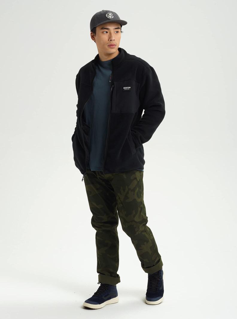 Sweats Burton Hearth Full-Zip Fleece Homme Noir | 342769-CMD