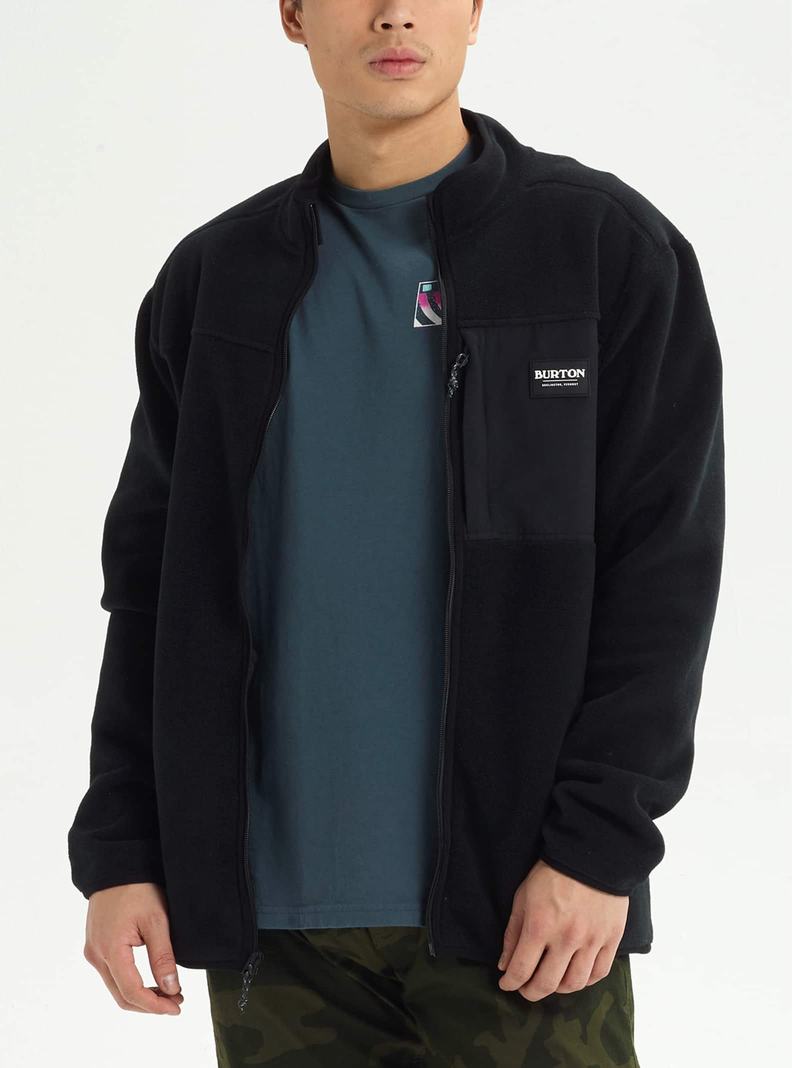 Sweats Burton Hearth Full-Zip Fleece Homme Noir | 342769-CMD