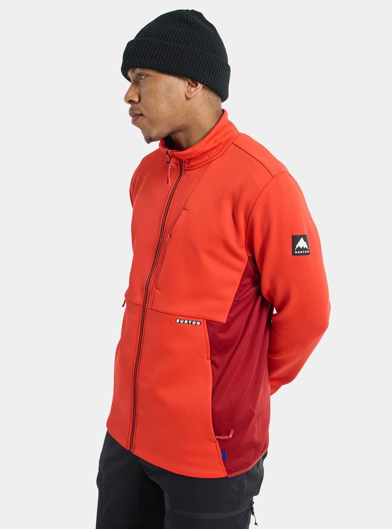 Sweats Burton Multipath Full-Zip Fleece Homme Rose Rouge | 245603-FZD