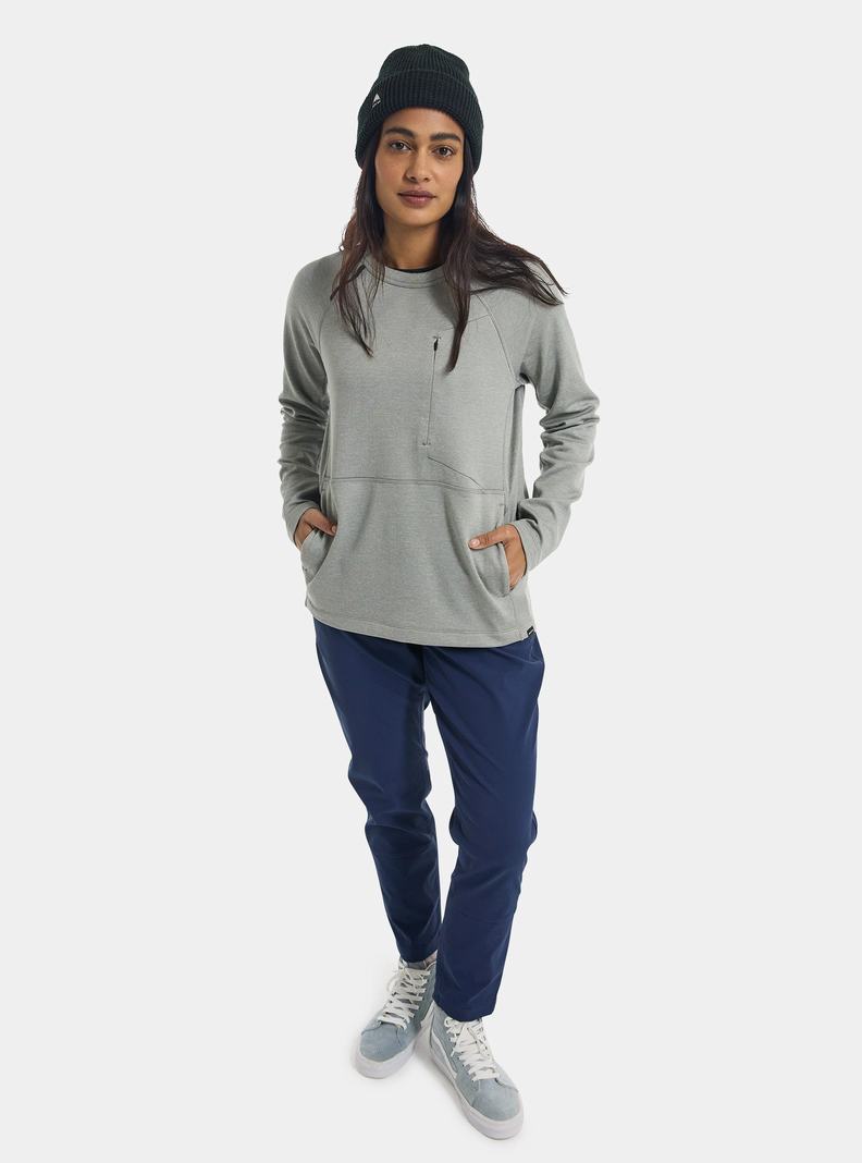 Sweats Burton Multipath Grid Crewneck Fleece Femme Grise | 462135-RGA