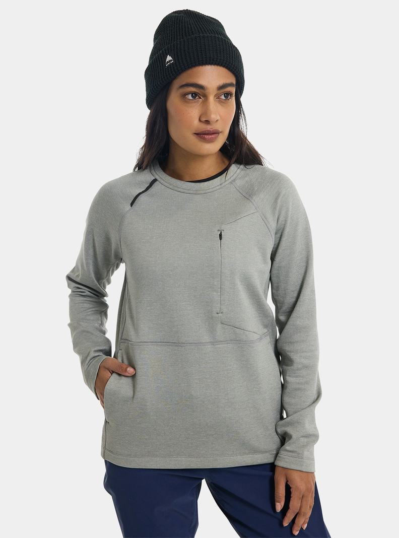Sweats Burton Multipath Grid Crewneck Fleece Femme Grise | 462135-RGA