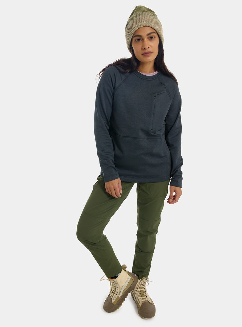 Sweats Burton Multipath Grid Crewneck Fleece Femme Noir | 574390-OXV