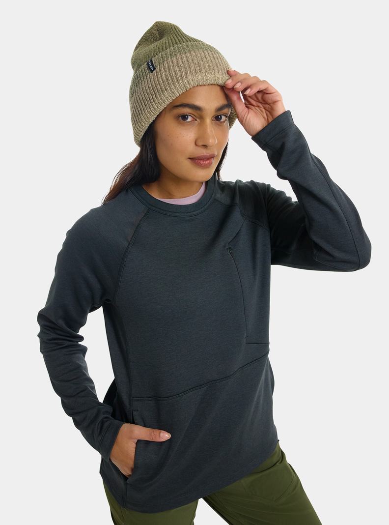 Sweats Burton Multipath Grid Crewneck Fleece Femme Noir | 574390-OXV