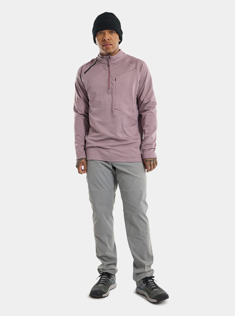 Sweats Burton Multipath Grid Quarter-Zip Fleece Homme Lavande | 624918-ZDA