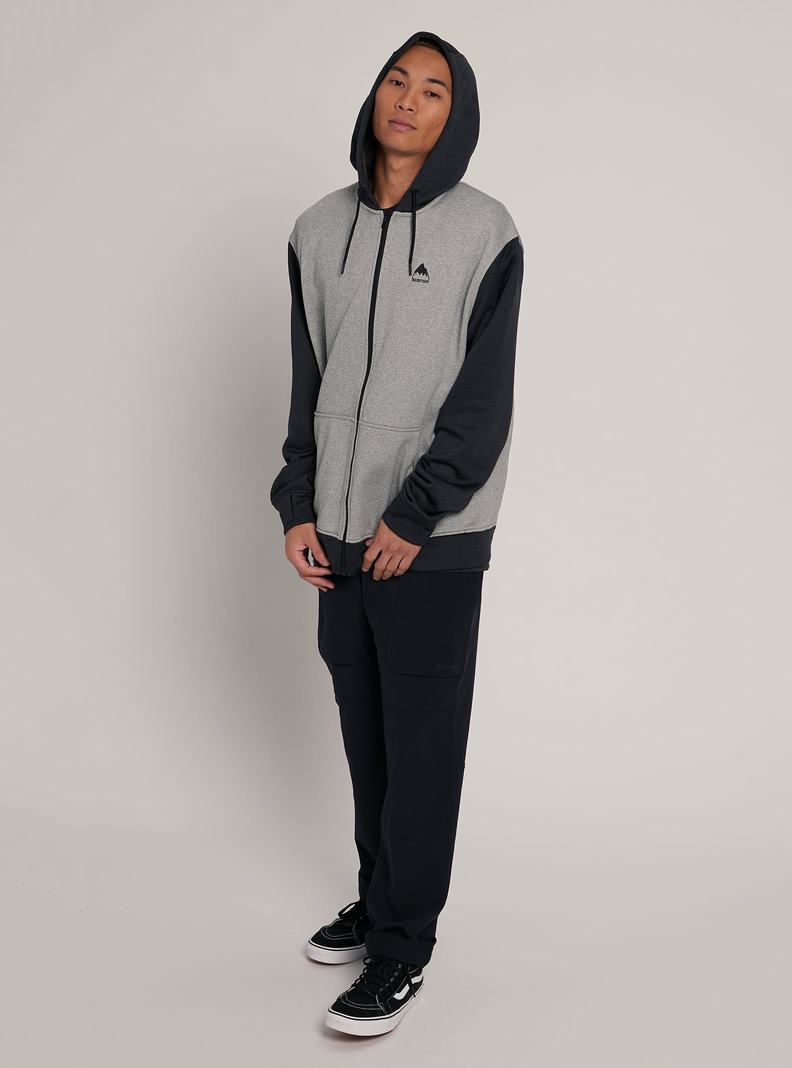 Sweats Burton Oak Full-Zip Hoodie Homme Grise Noir | 625307-YIW