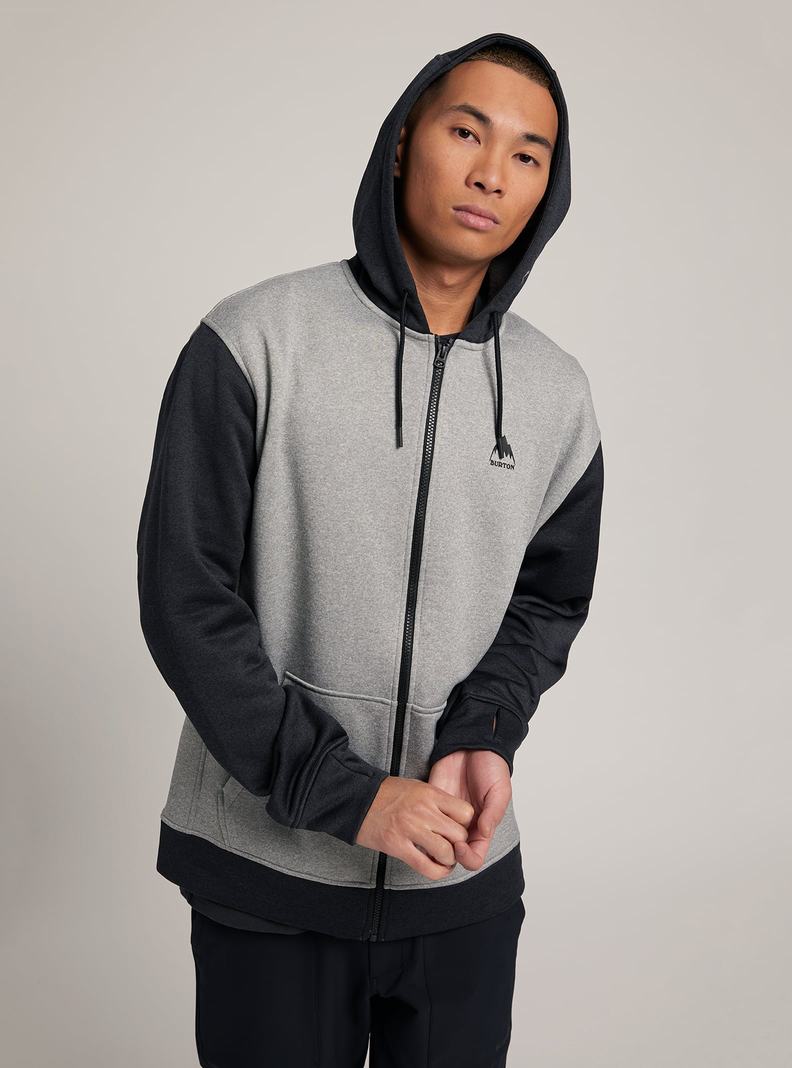 Sweats Burton Oak Full-Zip Hoodie Homme Grise Noir | 625307-YIW