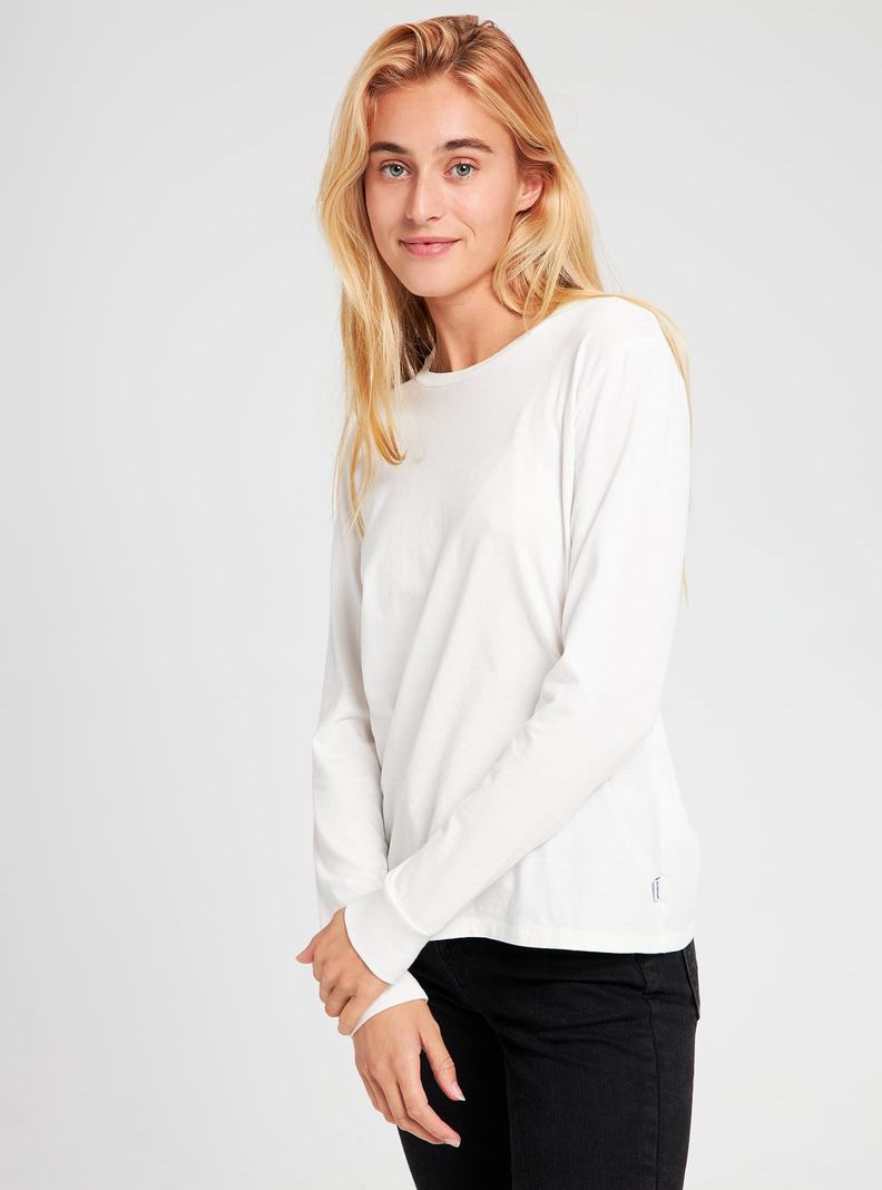 T-shirts Burton Classiche Blank Long Sleeve Femme Blanche | 028756-GNW
