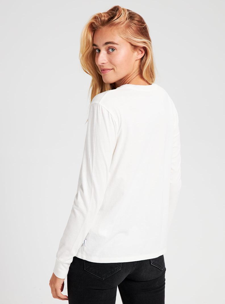 T-shirts Burton Classiche Blank Long Sleeve Femme Blanche | 028756-GNW