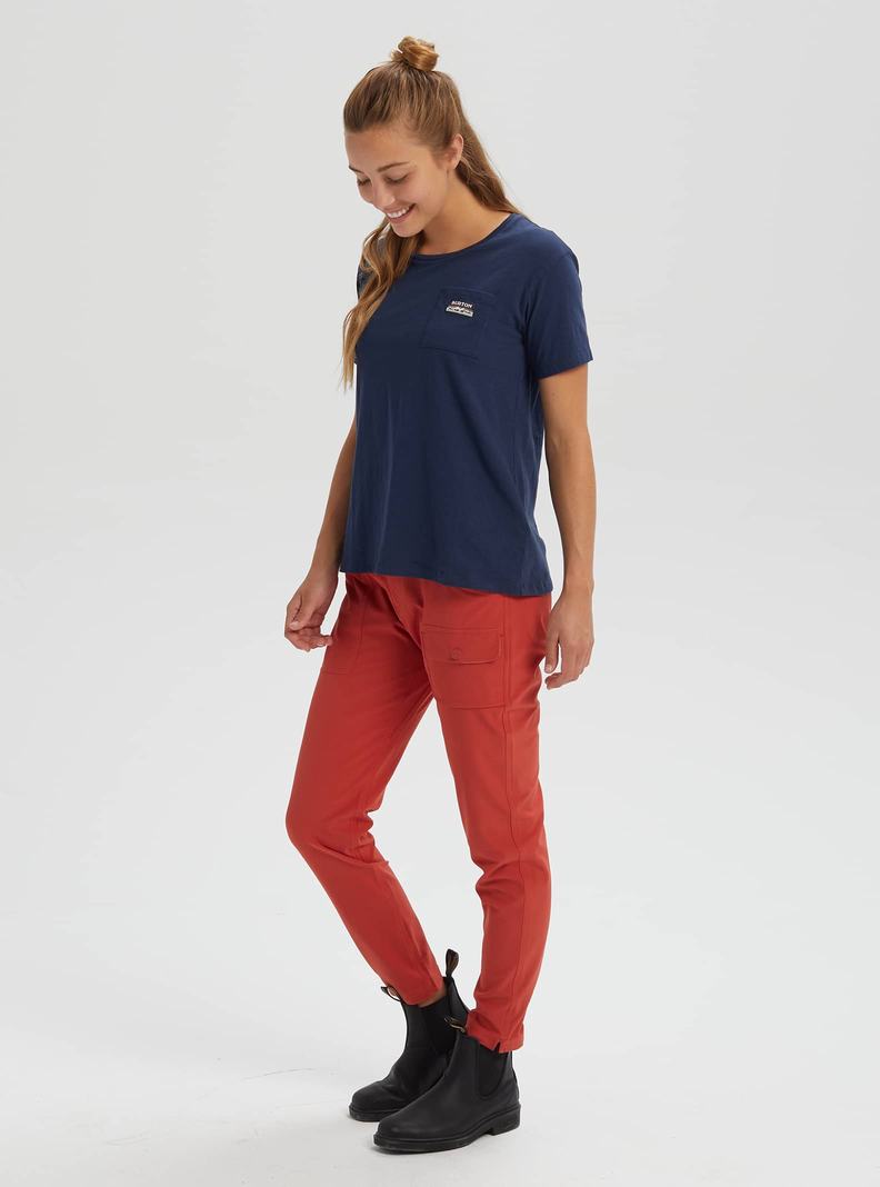 T-shirts Burton Classiche Corta Sleeve Pocket Femme Bleu | 170542-ZTS