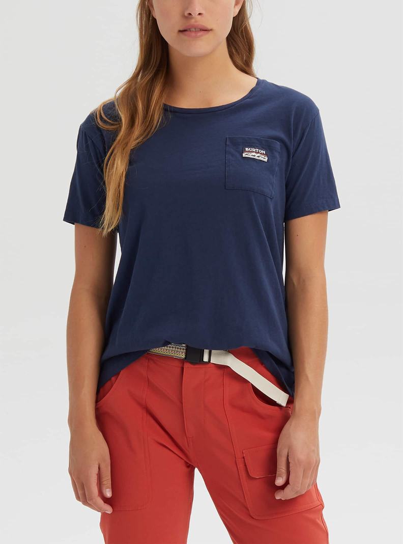 T-shirts Burton Classiche Corta Sleeve Pocket Femme Bleu | 170542-ZTS