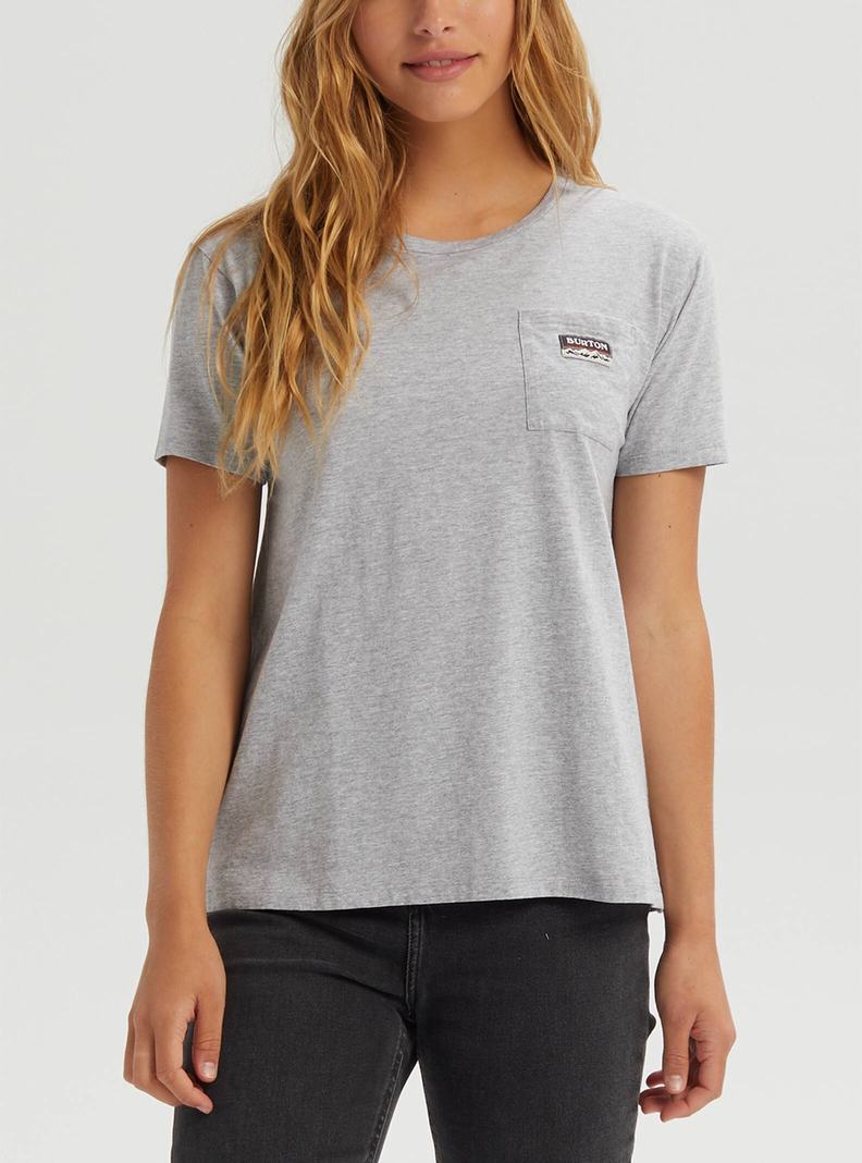 T-shirts Burton Classiche Corta Sleeve Pocket Femme Grise | 356817-FYI