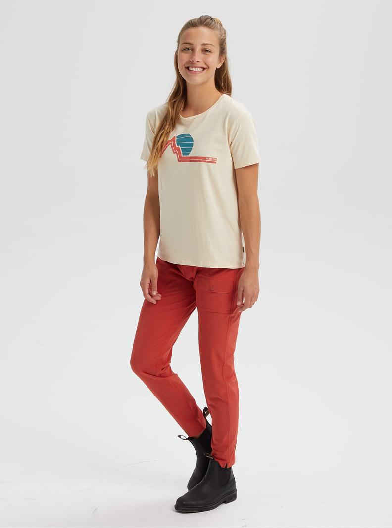 T-shirts Burton Classiche Retro Corta Sleeve Femme Beige | 185039-OHG