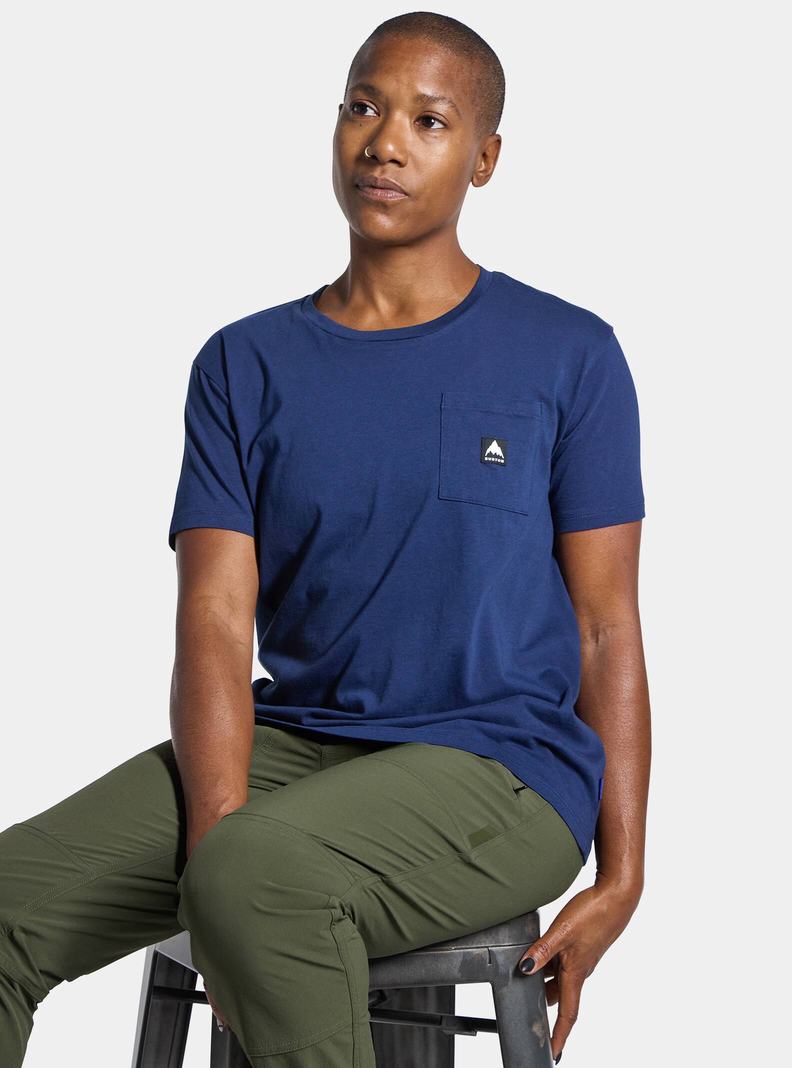 T-shirts Burton Colfax Corta Sleeve Femme Bleu | 580316-JVY