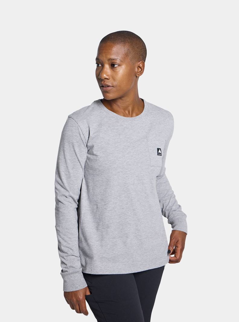 T-shirts Burton Colfax Long Sleeve Femme Grise | 829476-KYJ
