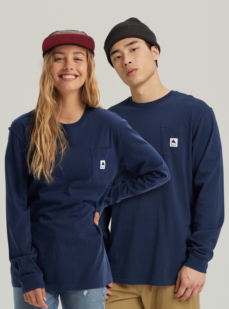 T-shirts Burton Colfax Long Sleeve Femme Bleu | 834502-HRL
