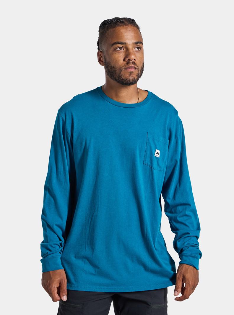 T-shirts Burton Colfax Long Sleeve Homme Bleu | 709158-USC