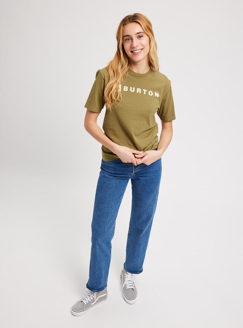 T-shirts Burton Horizontal Mountain Corta Sleeve Homme Vert Olive | 691045-ILW