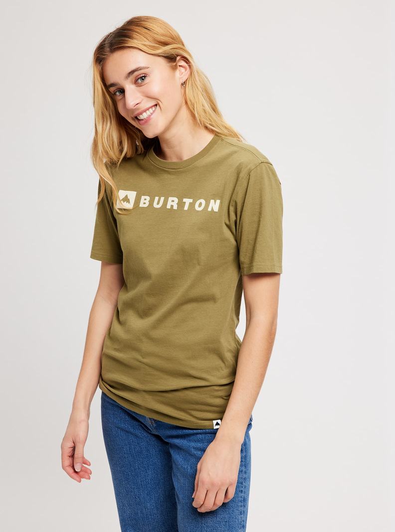 T-shirts Burton Horizontal Mountain Corta Sleeve Homme Vert Olive | 691045-ILW