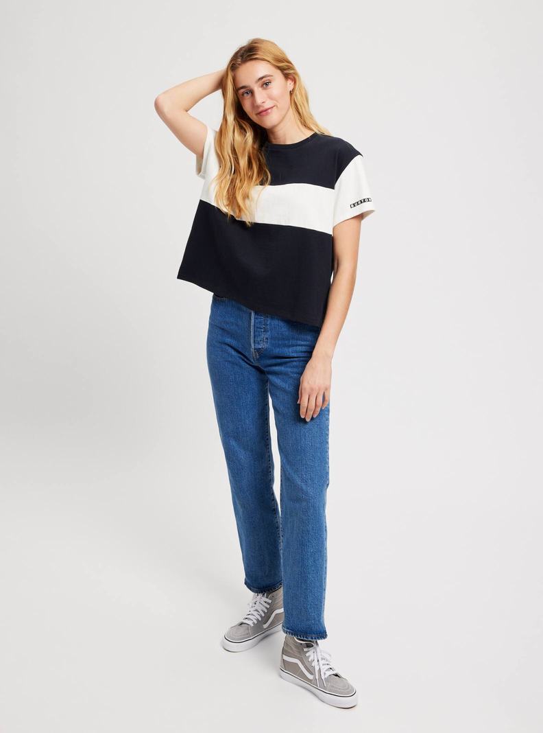 T-shirts Burton Lowball Corta Sleeve Femme Noir Blanche | 958107-XRB