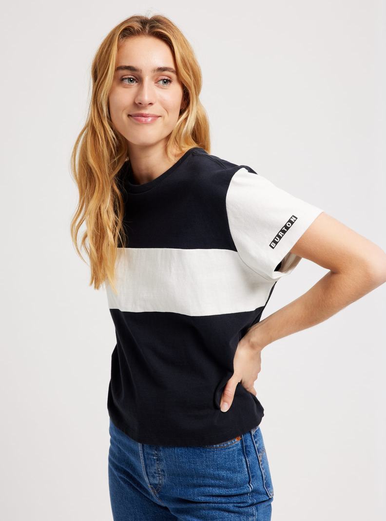 T-shirts Burton Lowball Corta Sleeve Femme Noir Blanche | 958107-XRB