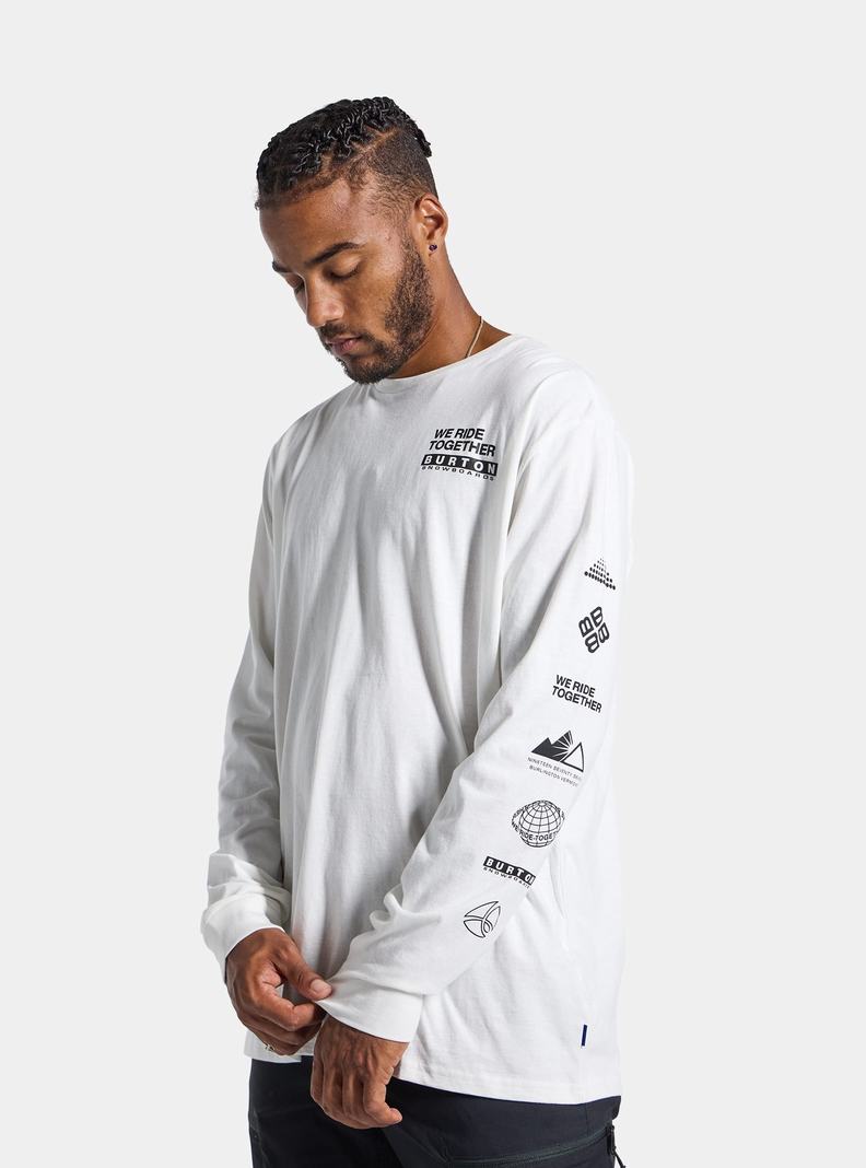 T-shirts Burton Woodmere Long Sleeve Homme Blanche | 187326-DXM