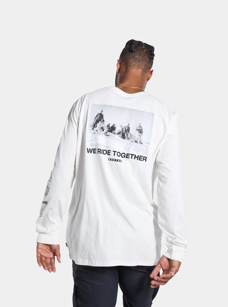 T-shirts Burton Woodmere Long Sleeve Homme Blanche | 187326-DXM
