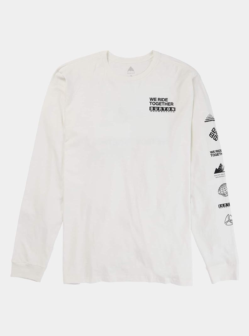 T-shirts Burton Woodmere Long Sleeve Homme Blanche | 187326-DXM
