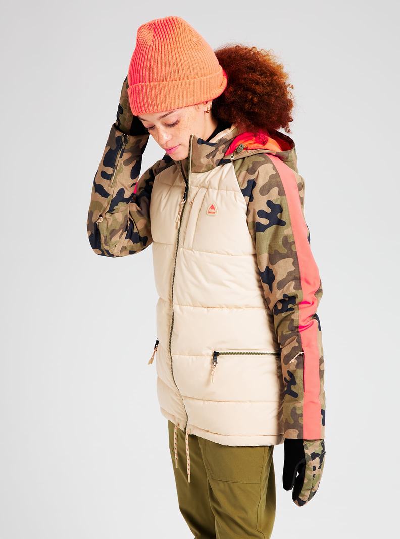 Veste Snowboard Burton Keelan Femme Beige Vert Olive Camouflage | 092561-CKB
