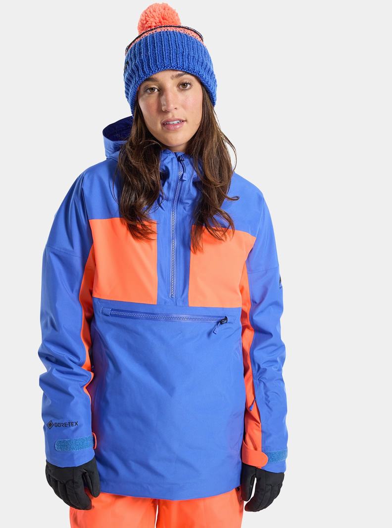 Veste Snowboard Burton Pillowline GORE-TEX 2L Anorak Femme Bleu Orange | 035647-MPC